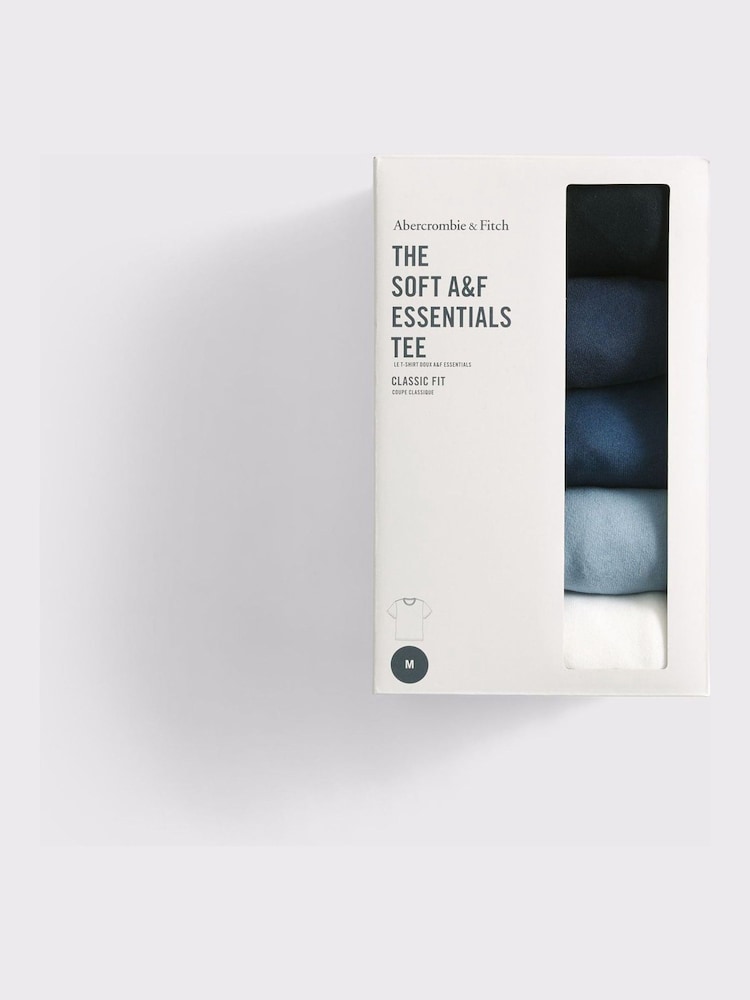 Abercrombie & Fitch Blue Classic Short Sleeve Crew Neck T-Shirts 5 Pack - Image 3 of 3