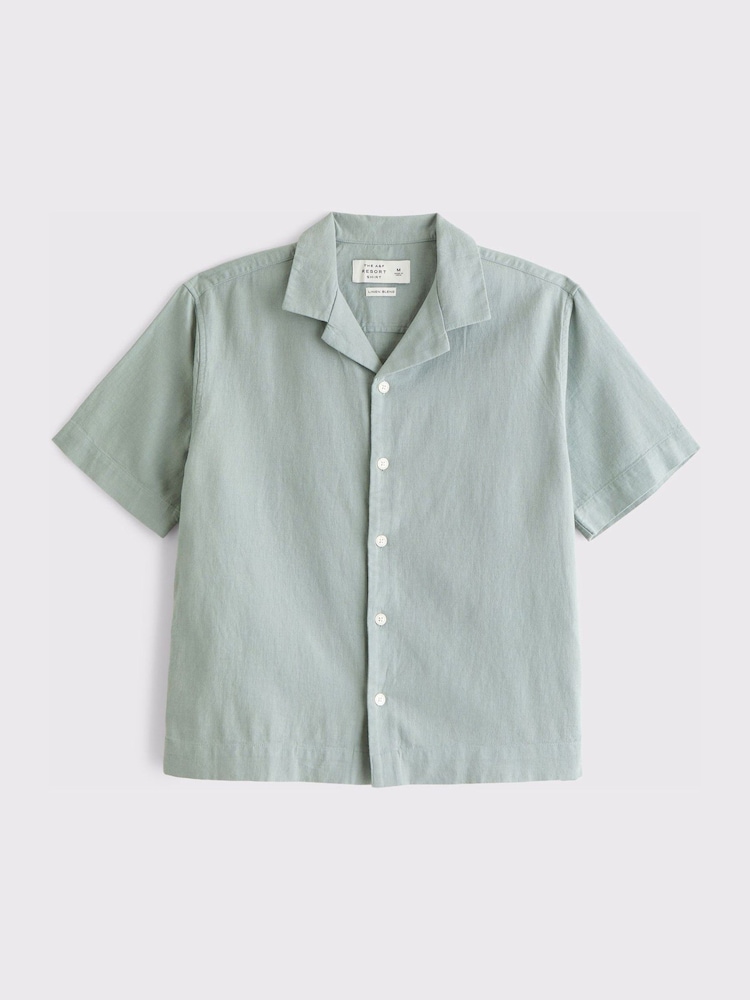 Abercrombie & Fitch Green Short Sleeve Resort Shirt - Image 5 of 5