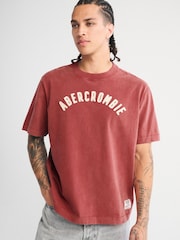 Abercrombie & Fitch Red Logo Short Sleeve Crew Neck T-Shirt - Image 4 of 9