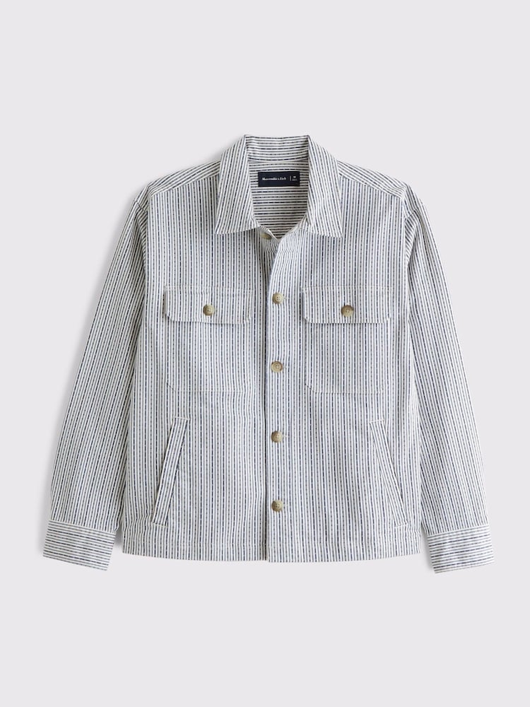 Abercrombie & Fitch Blue Denim Long Sleeve Shirt - Image 1 of 2 Abercrombie & Fitch Blue Denim Long Sleeve Shirt - Image 1 of 2