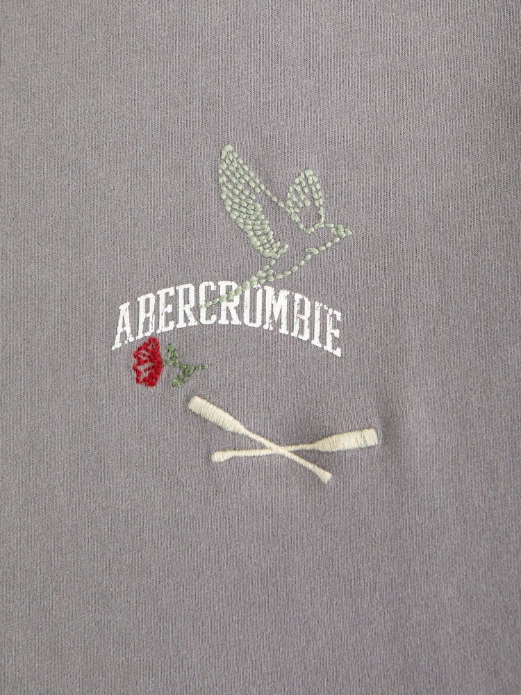 Abercrombie & Fitch Grey Logo Crew Neck Short Sleeve T-Shirt - Image 2 of 2