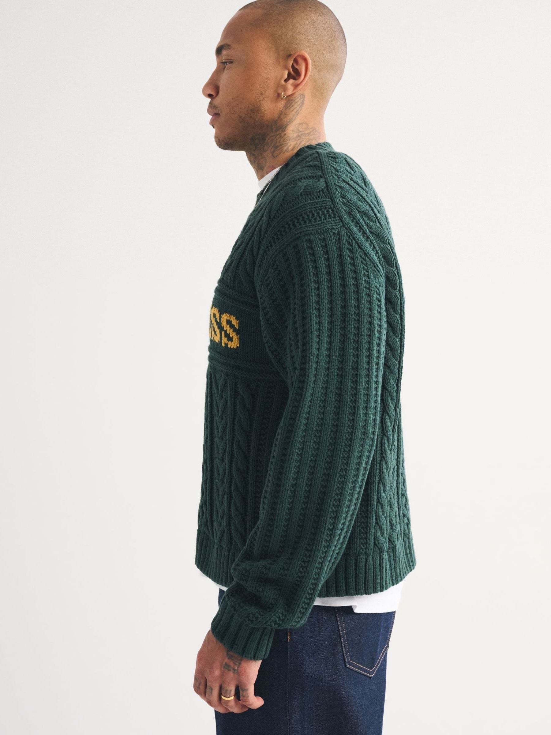 Buy Abercrombie & Fitch Green Guinness Logo Crew Neck Jumper from