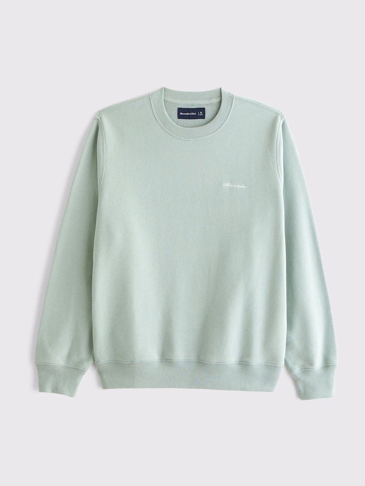 Abercrombie & Fitch Green Logo Crew Neck Sweatshirt - Image 1 of 2