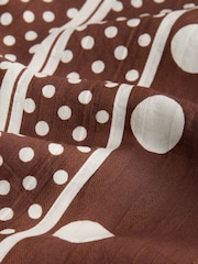 Şokolad Qəhvəyi/Ekru Polka Dot - Qısa Qollu Qutulu Top - 7şəkildən 6 şəkil
