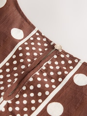 Şokolad Qəhvəyi/Ekru Polka Dot - Qısa Qollu Qutulu Top - 7şəkildən 7 şəkil