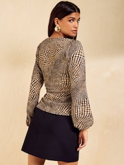 Friends Like These Brown V-Neck Lace Trim Top - Image 6 of 6
