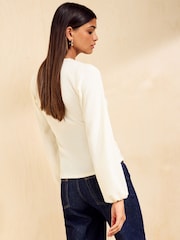 Friends Like These Ivory V-Neck Lace Trim Top - Image 5 of 5
