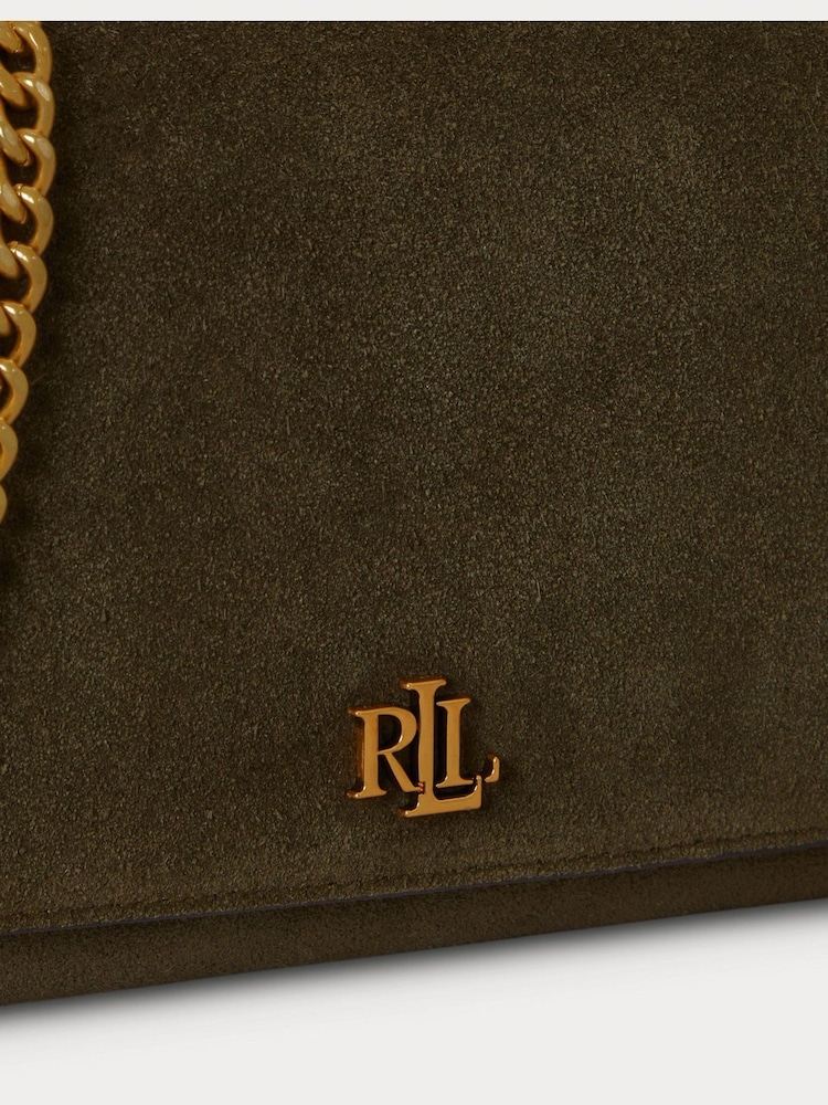 Lauren Ralph Lauren Green Adair II Suede Chain Strap "Crossbody" Clutch Bag - Image 5 of 5 Lauren Ralph Lauren Green Adair II Suede Chain Strap "Crossbody" Clutch Bag - Image 5 of 5