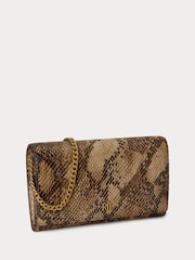 Lauren Ralph Lauren Brown Adair II Python Print Leather Chain Strap Cross-Body Clutch Bag - Image 2 of 6