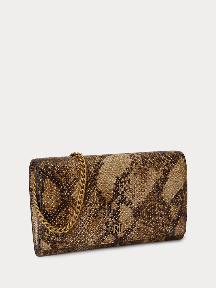 Lauren Ralph Lauren Brown Adair II Python Print Leather Chain Strap Cross-Body Clutch Bag - Image 2 of 6 Lauren Ralph Lauren Brown Adair II Python Print Leather Chain Strap Cross-Body Clutch Bag - Image 2 of 6