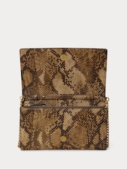 Lauren Ralph Lauren Brown Adair II Python Print Leather Chain Strap Cross-Body Clutch Bag - Image 4 of 6