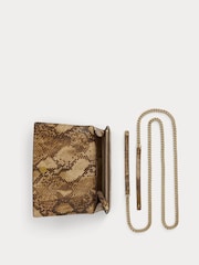 Lauren Ralph Lauren Brown Adair II Python Print Leather Chain Strap Cross-Body Clutch Bag - Image 5 of 6