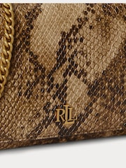 Lauren Ralph Lauren Brown Adair II Python Print Leather Chain Strap Cross-Body Clutch Bag - Image 6 of 6