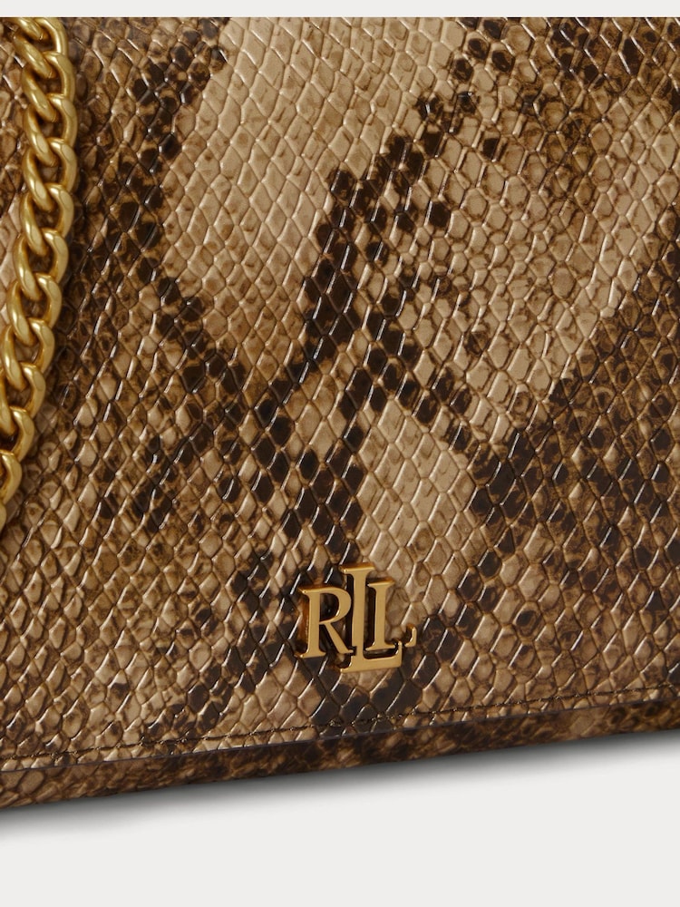 Lauren Ralph Lauren Brown Adair II Python Print Leather Chain Strap Cross-Body Clutch Bag - Image 6 of 6 Lauren Ralph Lauren Brown Adair II Python Print Leather Chain Strap Cross-Body Clutch Bag - Image 6 of 6