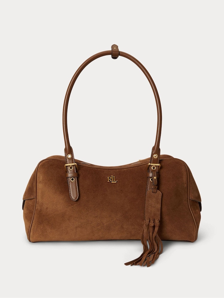 Lauren Ralph Lauren Brown Marcy Large Suede East West Tote Bag - Image 2 of 5 Lauren Ralph Lauren Brown Marcy Large Suede East West Tote Bag - Image 2 of 5
