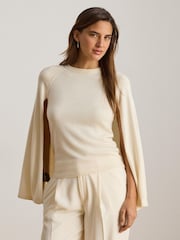 Lauren Ralph Lauren Cream Modal and Silk Blend Cape Sweater - Image 1 of 9