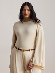 Lauren Ralph Lauren Cream Modal and Silk Blend Cape Sweater - Image 3 of 9