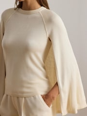 Lauren Ralph Lauren Cream Modal and Silk Blend Cape Sweater - Image 7 of 9