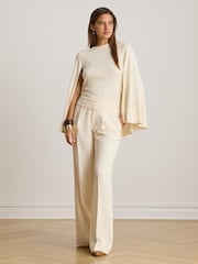 Lauren Ralph Lauren Cream Modal and Silk Blend Cape Sweater - Image 8 of 9