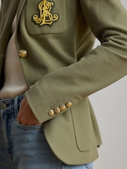Lauren Ralph Lauren Green Anfisa Stretch Cotton Pique Jacket with Crest - Image 4 of 5