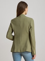 Lauren Ralph Lauren Green Anfisa Stretch Cotton Pique Jacket with Crest - Image 5 of 5