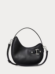 Lauren Ralph Lauren Black Tasha Small Leather Saddle Shoulder Bag - Image 1 of 6