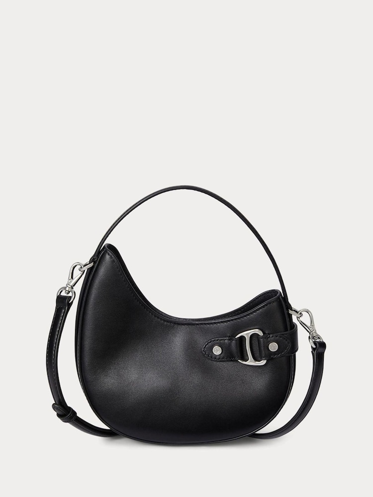 Lauren Ralph Lauren Black Tasha Small Leather Saddle Shoulder Bag - Image 1 of 6 Lauren Ralph Lauren Black Tasha Small Leather Saddle Shoulder Bag - Image 1 of 6