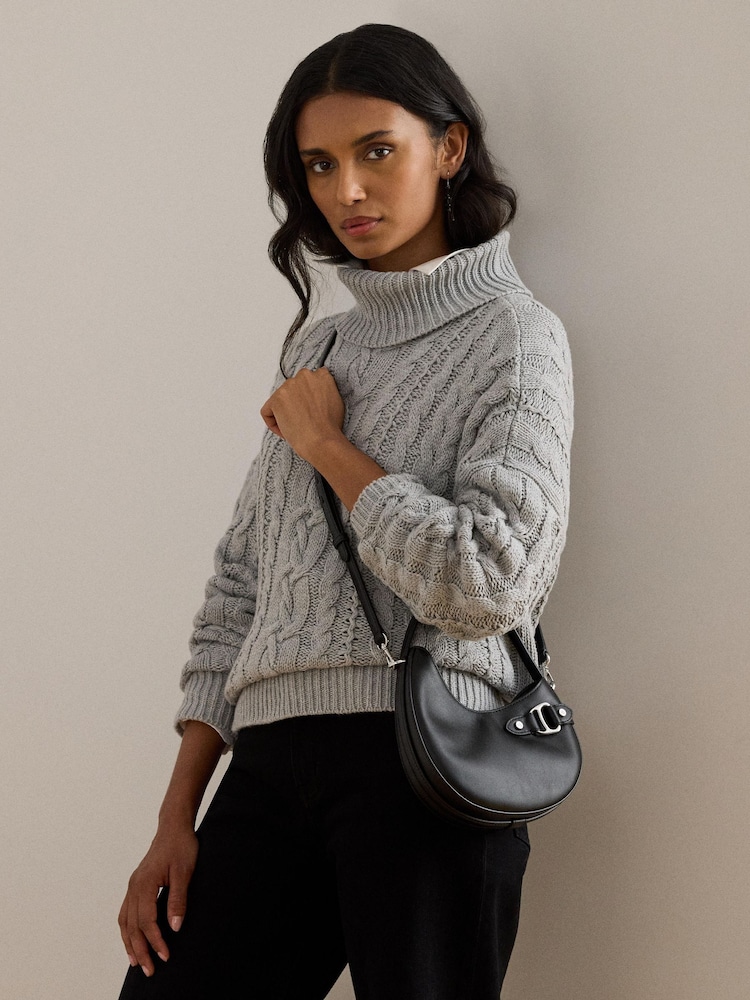 Lauren Ralph Lauren Black Tasha Small Leather Saddle Shoulder Bag - Image 6 of 6 Lauren Ralph Lauren Black Tasha Small Leather Saddle Shoulder Bag - Image 6 of 6