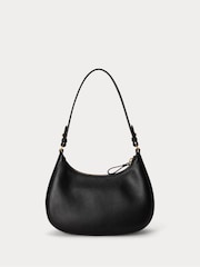 Lauren Ralph Lauren Black Marcy Smooth Leather Shoulder Bag with Chain Detailing - Image 3 of 6