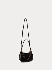 Lauren Ralph Lauren Black Marcy Smooth Leather Shoulder Bag with Chain Detailing - Image 4 of 6