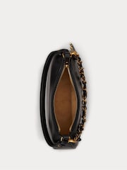 Lauren Ralph Lauren Black Marcy Smooth Leather Shoulder Bag with Chain Detailing - Image 6 of 6