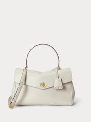 Lauren Ralph Lauren White Farrah Soft Leather Top Handle Medium Tote Bag - Image 1 of 5
