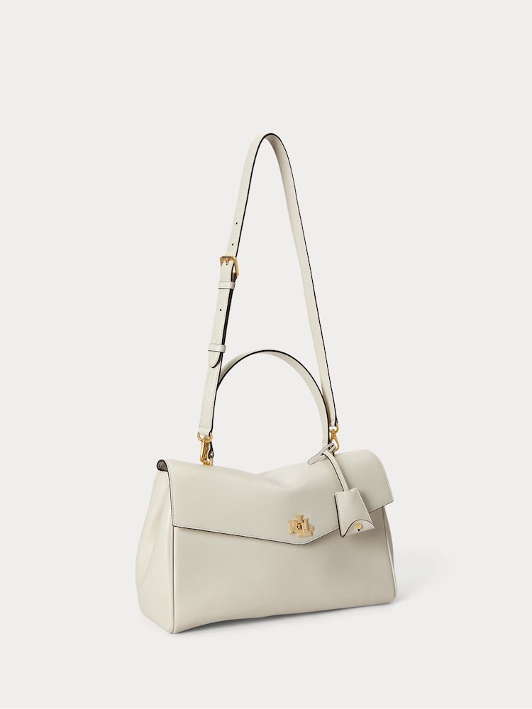 Lauren Ralph Lauren White Farrah Soft Leather Top Handle Medium Tote Bag - Image 2 of 5 Lauren Ralph Lauren White Farrah Soft Leather Top Handle Medium Tote Bag - Image 2 of 5