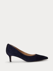 Lauren Ralph Lauren Blue Adrienne Suede Kitten Heel Point Toe Pumps - Image 1 of 4