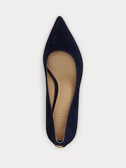Lauren Ralph Lauren Blue Adrienne Suede Kitten Heel Point Toe Pumps - Image 3 of 4