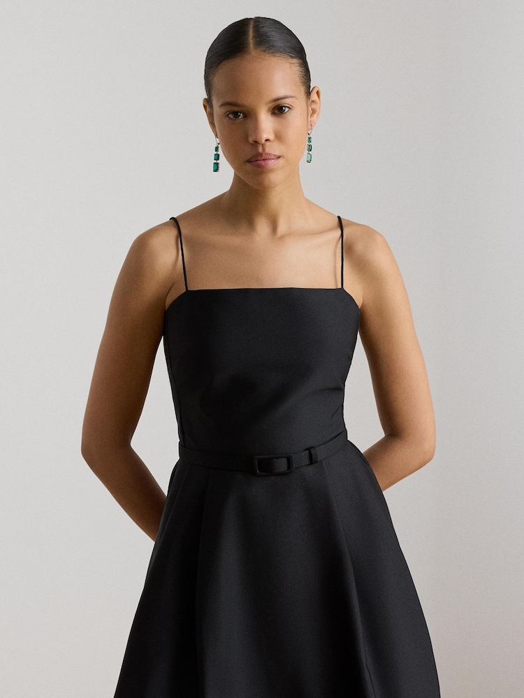 Lauren Ralph Lauren Faille Belted Spaghetti Strap Midi Gown - Imaginea 2 din 4