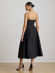 Lauren Ralph Lauren Faille Belted Spaghetti Strap Midi Gown - Imaginea 3 din 4
