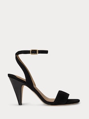 Lauren Ralph Lauren Black Gracy Suede Single Strap Conical Heel Ankle Strap Sandals - Image 1 of 4