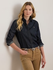 Lauren Ralph Lauren Rinse Wash Denim Shirt with Small Crest - 圖片 1/5