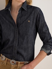 Lauren Ralph Lauren Rinse Wash Denim Shirt with Small Crest - 圖片 2/5
