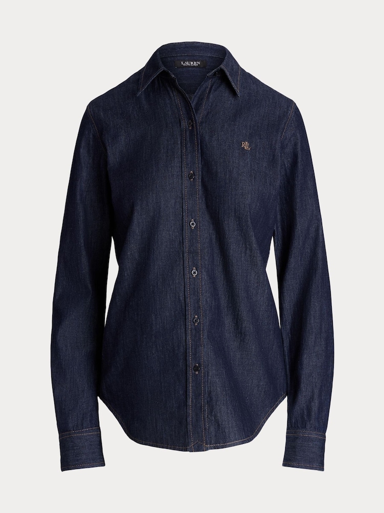 Lauren Ralph Lauren Rinse Wash Denim Shirt with Small Crest - 圖片 5/5