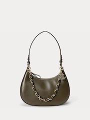 Lauren Ralph Lauren Green Marcy Smooth Leather Shoulder Bag with Chain Detailing - Image 1 of 5