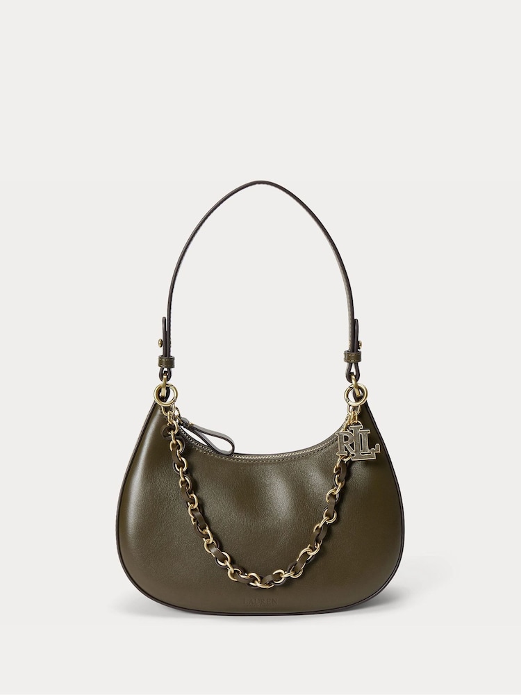 Lauren Ralph Lauren Green Marcy Smooth Leather Shoulder Bag with Chain Detailing - Image 1 of 5 Lauren Ralph Lauren Green Marcy Smooth Leather Shoulder Bag with Chain Detailing - Image 1 of 5