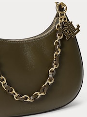 Lauren Ralph Lauren Green Marcy Smooth Leather Shoulder Bag with Chain Detailing - Image 5 of 5