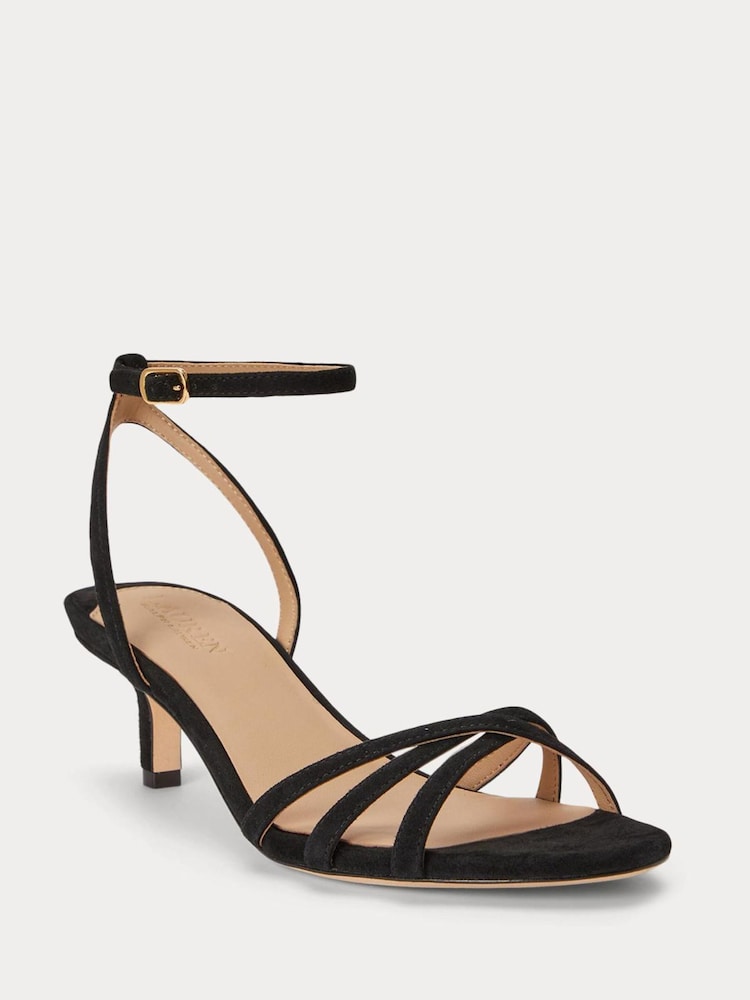 Lauren Ralph Lauren Black Kendyl Kitten Heel Sandals - Image 2 of 4 Lauren Ralph Lauren Black Kendyl Kitten Heel Sandals - Image 2 of 4