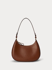 Lauren Ralph Lauren Brown Marcy Smooth Leather Shoulder Bag with Chain Detailing - Image 2 of 6