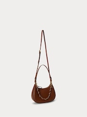 Lauren Ralph Lauren Brown Marcy Smooth Leather Shoulder Bag with Chain Detailing - Image 4 of 6