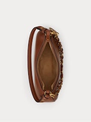 Lauren Ralph Lauren Brown Marcy Smooth Leather Shoulder Bag with Chain Detailing - Image 5 of 6