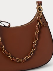 Lauren Ralph Lauren Brown Marcy Smooth Leather Shoulder Bag with Chain Detailing - Image 6 of 6
