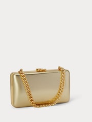 Lauren Ralph Lauren Gold Franki Metallic Leather Clutch Bag With Chain - Image 3 of 5